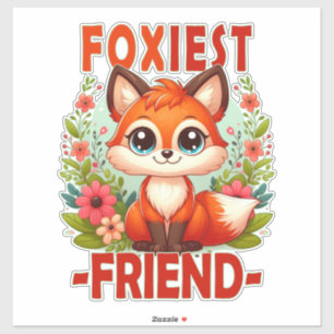 Foxiest Friend Pun. Niedlicher Baby Fox Welpe Cart Aufkleber