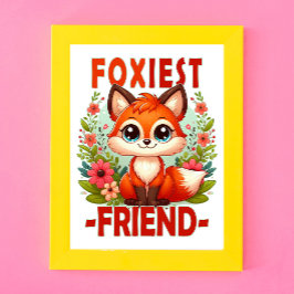 Foxiest Friend Pun. Niedlicher Baby Fox Welpe Cart Fotodruck