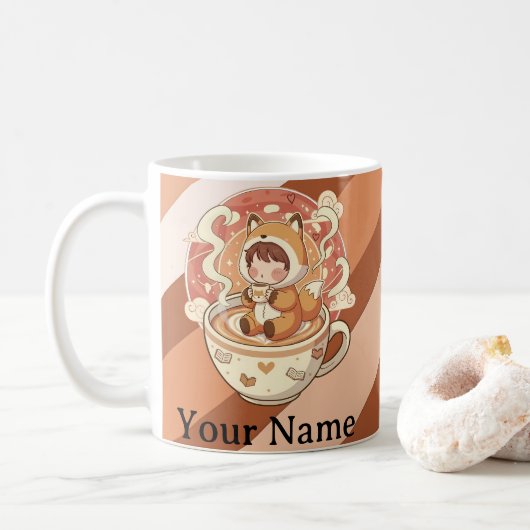 Fox's Cozy Read Morning Coffee Mug Kaffeetasse (Mit Donut)