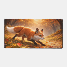 Fox's hunting in Golden Autumn Forest Leaves Schreibtischunterlage