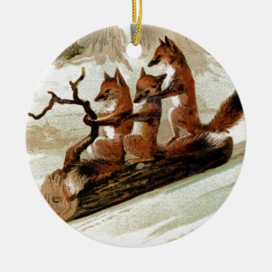 Foxsleigh-FahrVintager Druck Keramikornament (Vorne)