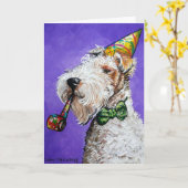 Foxterrier-Geburtstag Karte (Gelbe Blume)