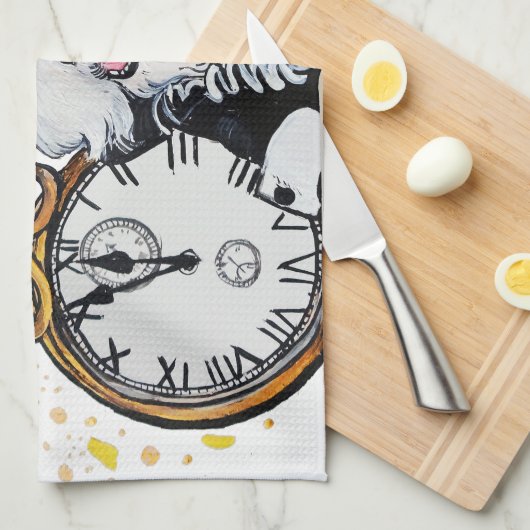 Foxterrier-guten Rutsch ins Neue Jahr Küchentuch (Viertel Falte)