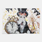 Foxterrier-guten Rutsch ins Neue Jahr Küchentuch (Horizontal)