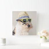 Foxterrier Quadratische Wanduhr (Zuhause)
