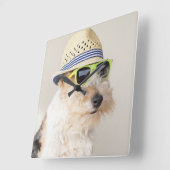 Foxterrier Quadratische Wanduhr (Winkel)