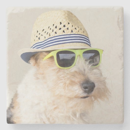 Foxterrier Steinuntersetzer (Vorderseite)