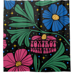 Foxtrot Delta Tango Blume Boho Duschvorhang