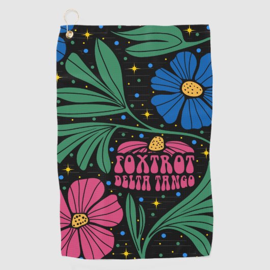 Foxtrot Delta Tango Blume Boho Golfhandtuch (Vorderseite)