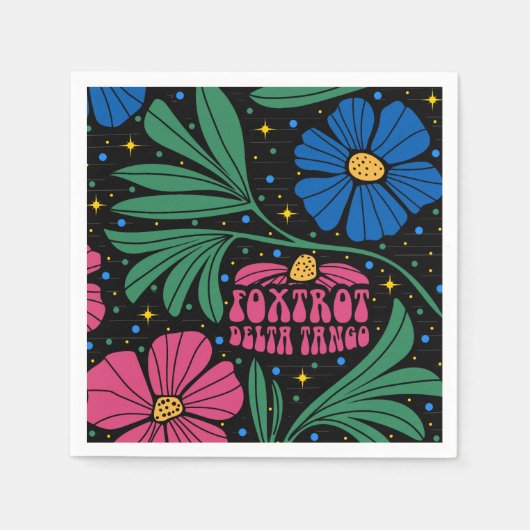 Foxtrot Delta Tango Blume Boho Serviette (Vorderseite)