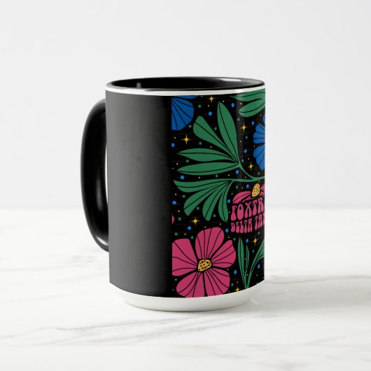 Foxtrot Delta Tango Blume Boho Tasse (Vorderseite Links)