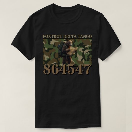 Foxtrot Delta Tango Camouflage Bear T-Shirt (Design vorne)
