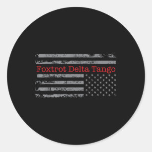 Foxtrot Delta Tango Flagge Vintage Auf dem Kopf Us Runder Aufkleber