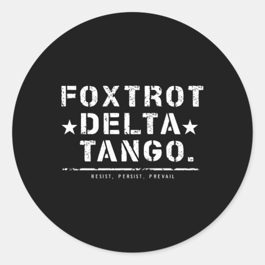Foxtrot Delta Tango - Militärische taktische Typog Runder Aufkleber (Vorderseite)