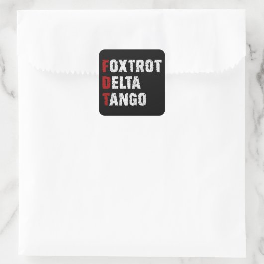Foxtrot Delta Tango Quadratischer Aufkleber (Tasche)