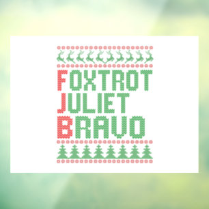 Foxtrot Juliet Bravo Ugly Christmas Sweater Gesche Fensteraufkleber