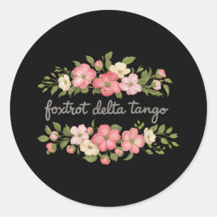 Foxtrot Tango Delta Women Floral Groovy Vintag Re Runder Aufkleber
