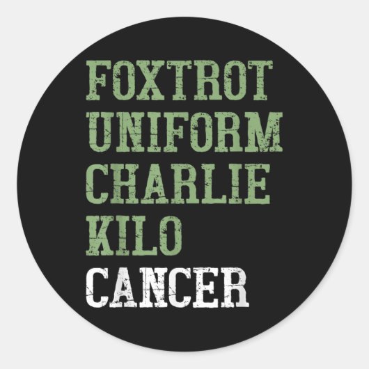Foxtrot Uniform Charlie Kilo - Für Lungenkrebs Awa Runder Aufkleber (Vorderseite)