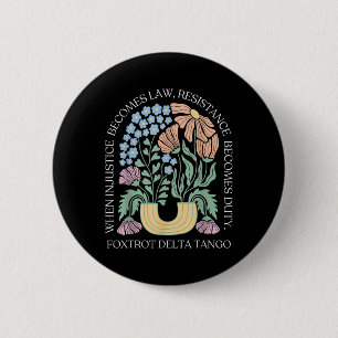Foxtrots Delta Tangos Funny Blume Boho Button