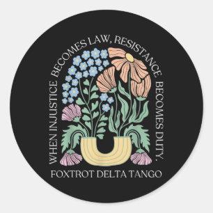 Foxtrots Delta Tangos Funny Blume Boho Runder Aufkleber