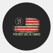 Foxtrots Deltas Tangos 86 47 Amerikanische Flagge Runder Aufkleber (Vorderseite)