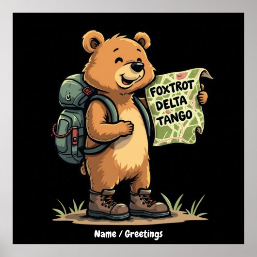 Foxtrots Deltas Tangos Funny Bear Retro Graphic Poster (Vorne)