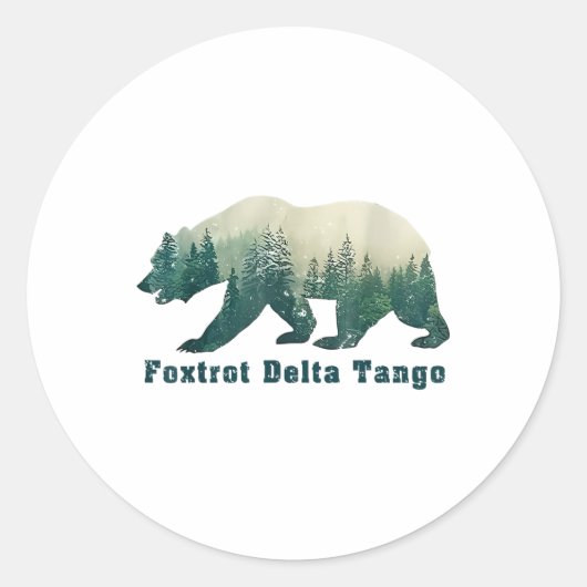 Foxtrots Deltas Tangos Funny Bear Runder Aufkleber (Vorderseite)
