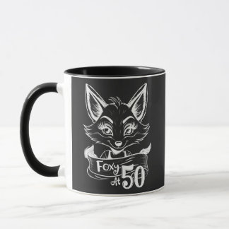 Foxy bei 50, Happy 50. Geburtstagsfox/Vixen Black Tasse