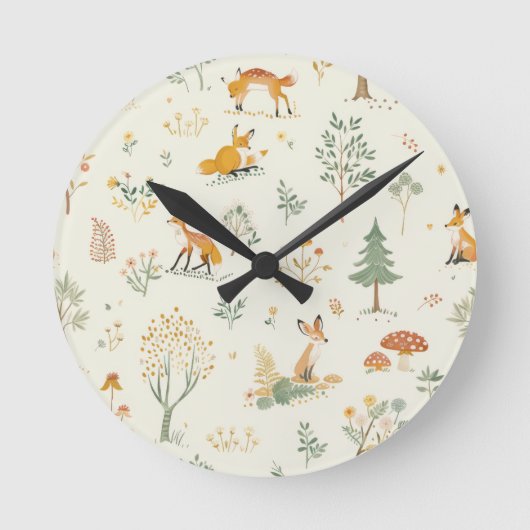 "Foxy Charm Wall Clock" Runde Wanduhr (Vorderseite)