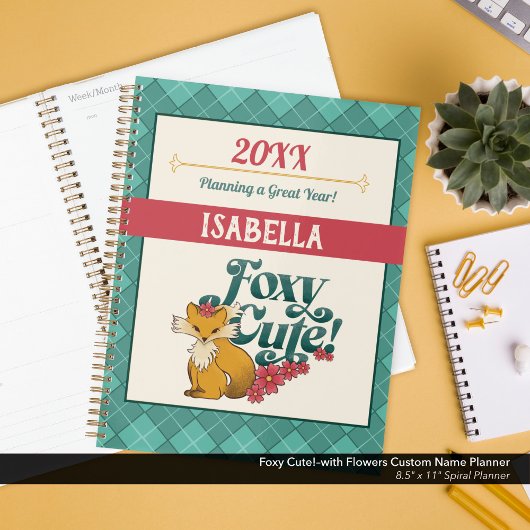 Foxy Cute!–mit Blumen benutzerdefinierter Name Planer