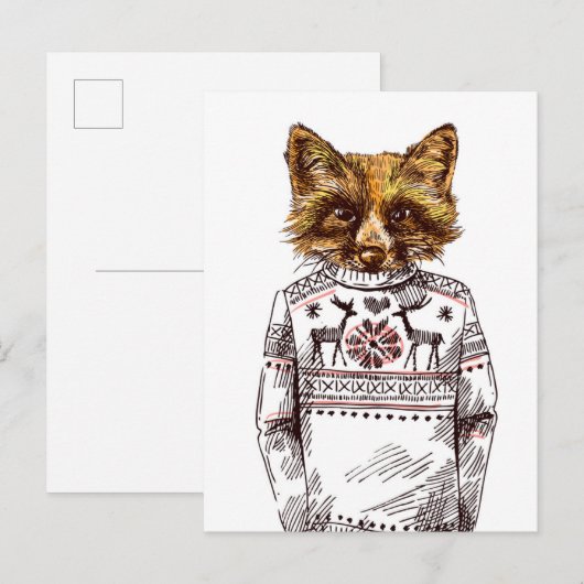 Foxy Dressed Fox Postkarte (Vorne/Hinten)