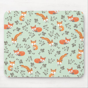 Foxy Floral Pattern Mousepad