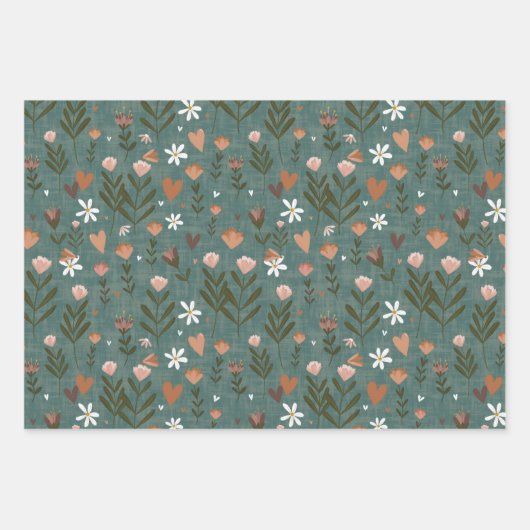 Foxy Florals Gift Wrap Geschenkpapier Set (Vorderseite 2)