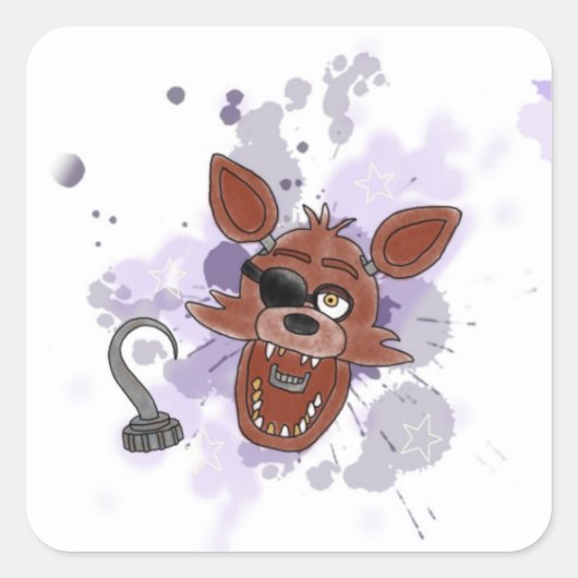 Foxy fnaf quadratischer aufkleber (Vorderseite)