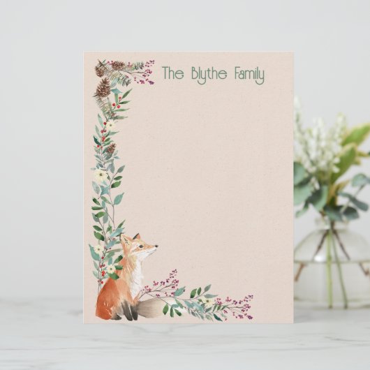 Foxy Forest Christmas 8,5" x 11" Stationery Briefbogen (Stehend Vorderseite)