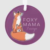 Foxy Fox Mama mit Baby, Personalisiert Ornament (Rückseite)