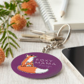 Foxy Fox Mama mit Baby, Personalisiert Schlüsselanhänger (Seite)