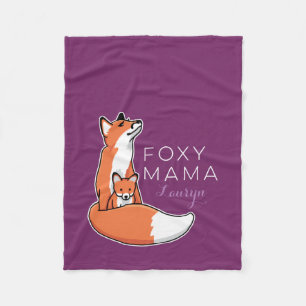 Foxy Fox-Mutter mit dem Baby, personalisiert Fleecedecke