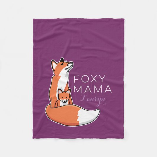 Foxy Fox-Mutter mit dem Baby, personalisiert Fleecedecke (Vorderseite)