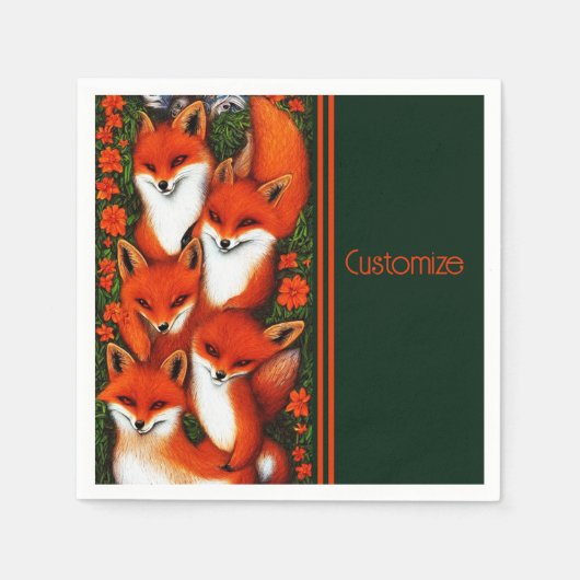 Foxy Fun Green Serviette (Vorderseite)