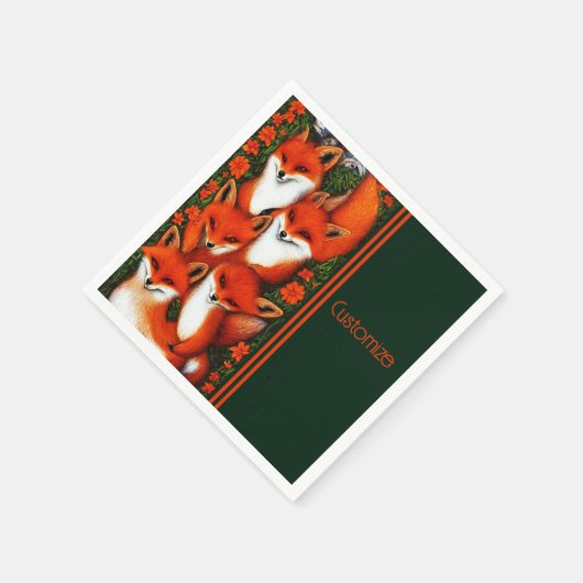 Foxy Fun Green Serviette (Ecke)