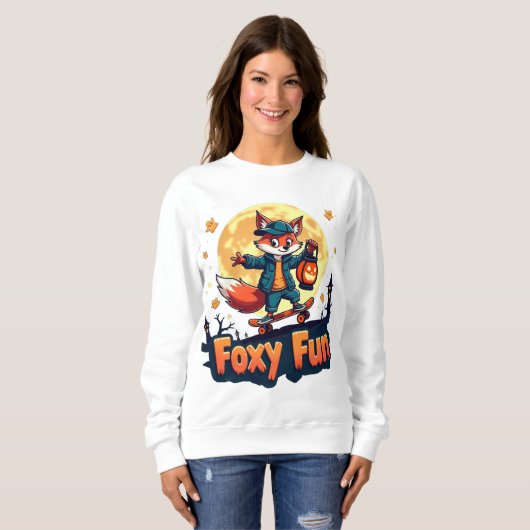 Foxy Fun Halloween Skate T-Shirt Sweatshirt (Vorne ganz)