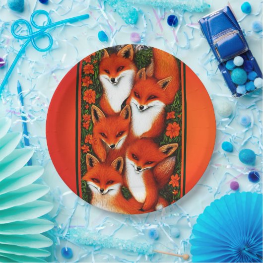 Foxy Fun Orange Pappteller (Party)
