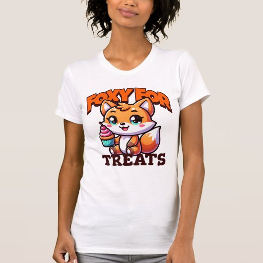 Foxy für Leckereien, Niedlich Fox T-Shirt (Vorderseite)
