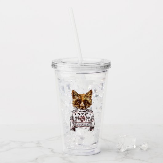 Foxy gekleideter Fox Acryltrinkbecher (Vorderseite Ice)