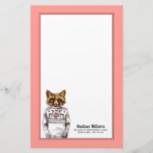 Foxy gekleideter Fox   addieren Ihren Namen Briefpapier