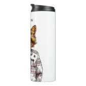 Foxy gekleideter Fox | addieren Ihren Namen Thermosbecher (Nach rechts gedreht)