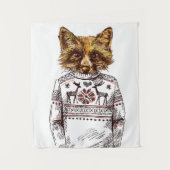 Foxy gekleideter Fox Wandteppich (Vorderseite)