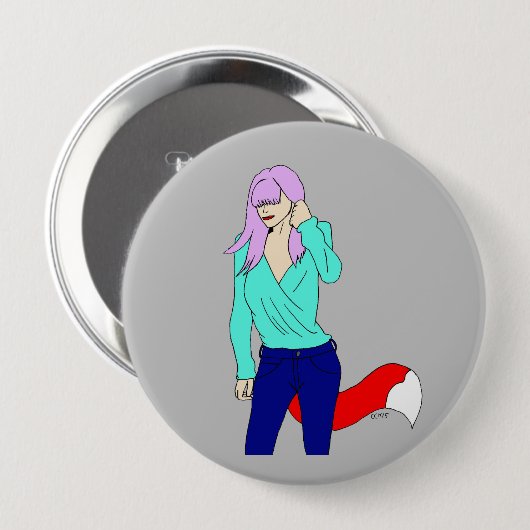 Foxy Girl Button (Vorne & Hinten)