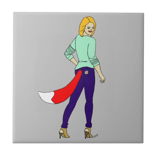 Foxy Girl Keramik Fliese (Vorderseite)